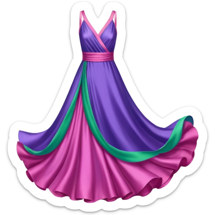 purple dress pink dress blue dress and green dress sticker