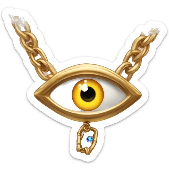 Golden chain link necklace with a magical eye pendant sticker