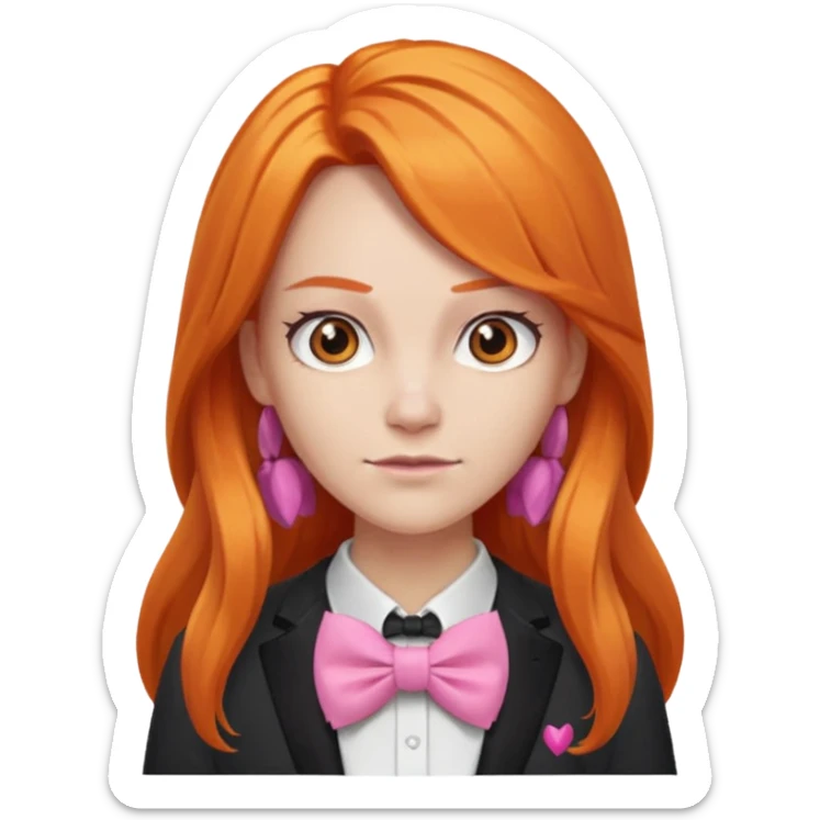 In A Clash Of Clans Aesthetic long orange hair woman with pink bowtie sticker