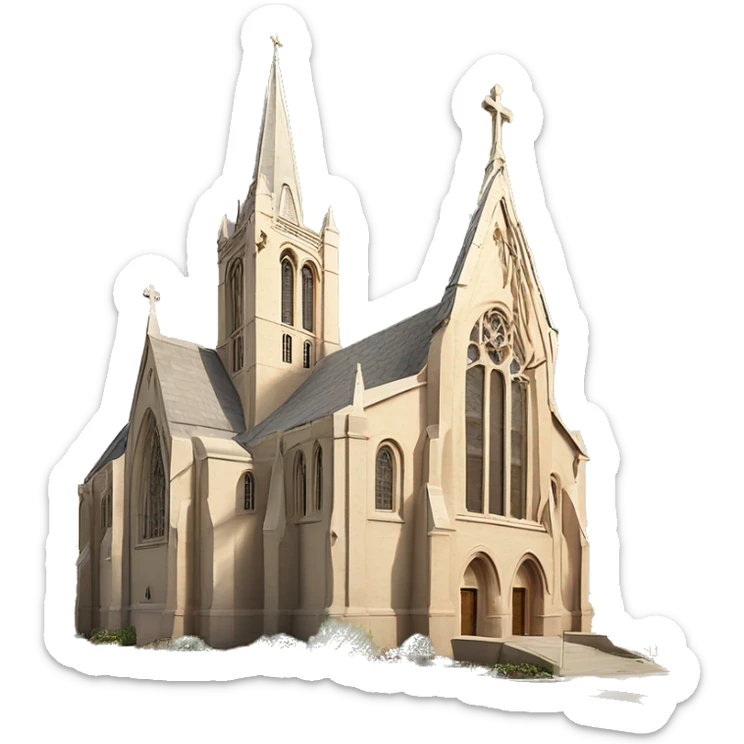 Beautiful church in tan in French gothic style by architect Emmanuel masqueray in Saint Paul Minnesota sticker