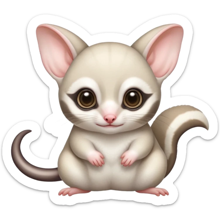 Fat and cute Japanese sugar glider  white. A mom anda a baby one very fat and cute. Snow white colour very white sticker