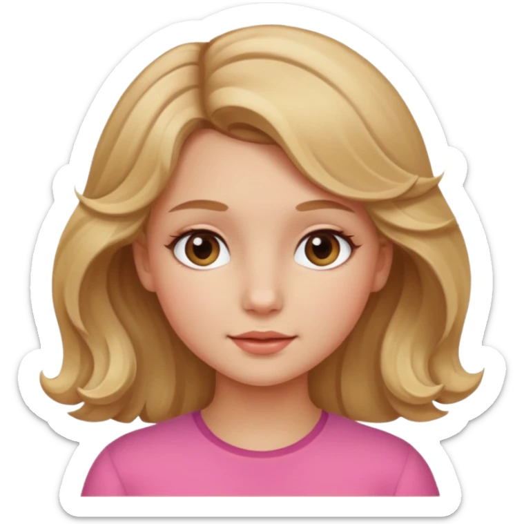 Can you make her more browny blonde with a slight curl in her hair with rosy cheeks sticker