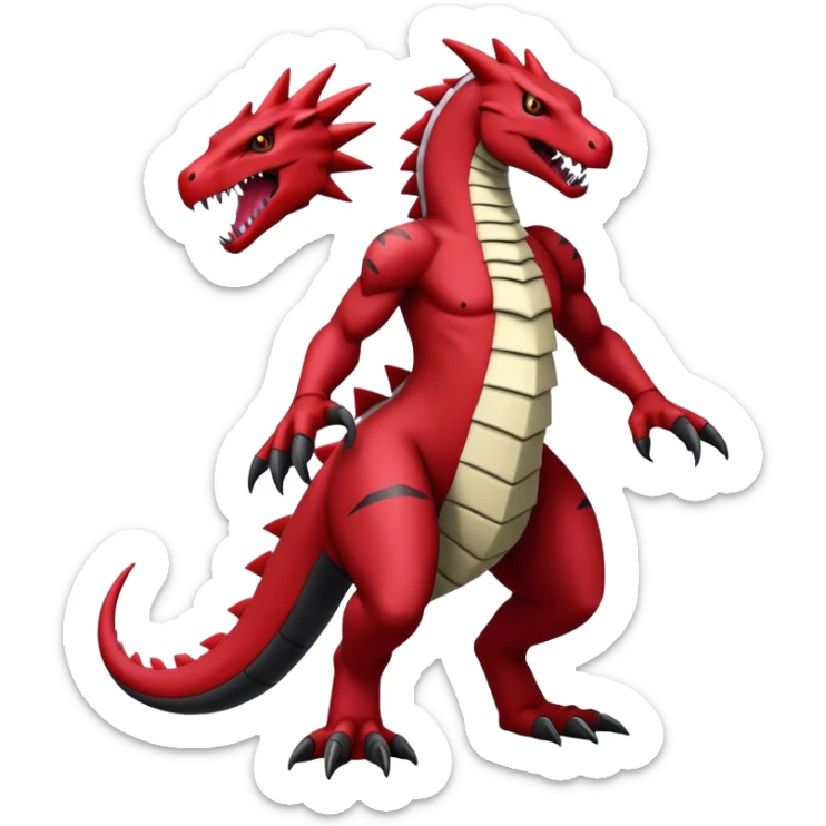 Badass cool edgy black and red salazzle-Guilmon-tyranitar-hybrid, full body sticker