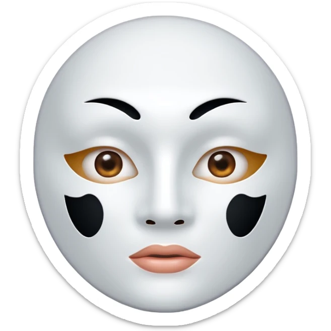 a sheet of white mask pack for face skincare beauty, except on the face, vacant hole on eyes and mouth sticker