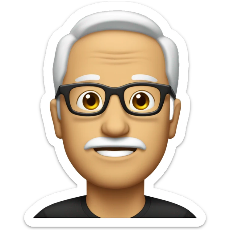 Hombre sin pelo con barba canosa y gafas pasta grandes i negras sticker