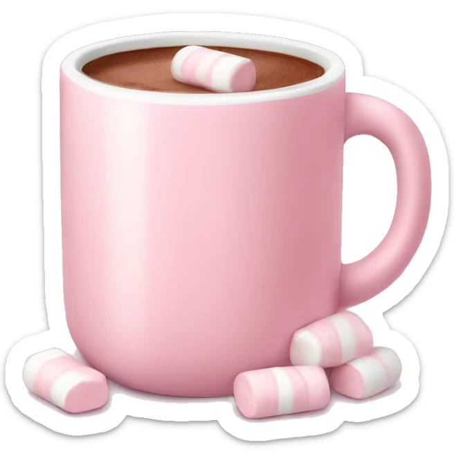 Light Pink mug of hot chocolate with marshmallows  sticker