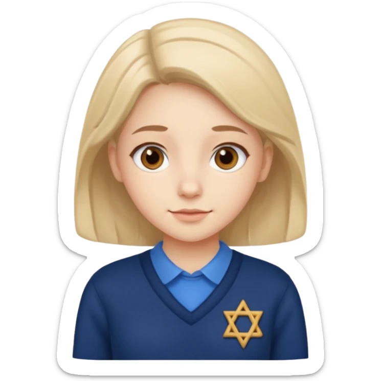 cute school girl jewish blue shirt navy jumper sticker