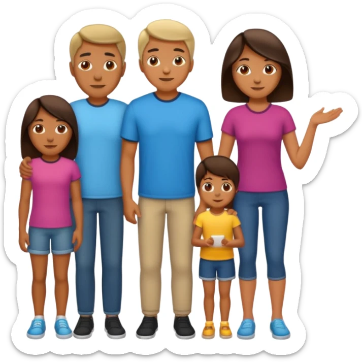 A family emoji set: an adult man and an adult woman as parents, and one teenager (16 years old) sticker