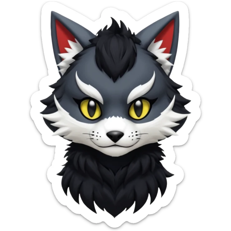 Cool gothic cute badass Kemonomimi Nekomimi Japanese Anime Kemono Furry Style Vernid-Protogen-Sergal-Fursuit-furry-fursona sticker