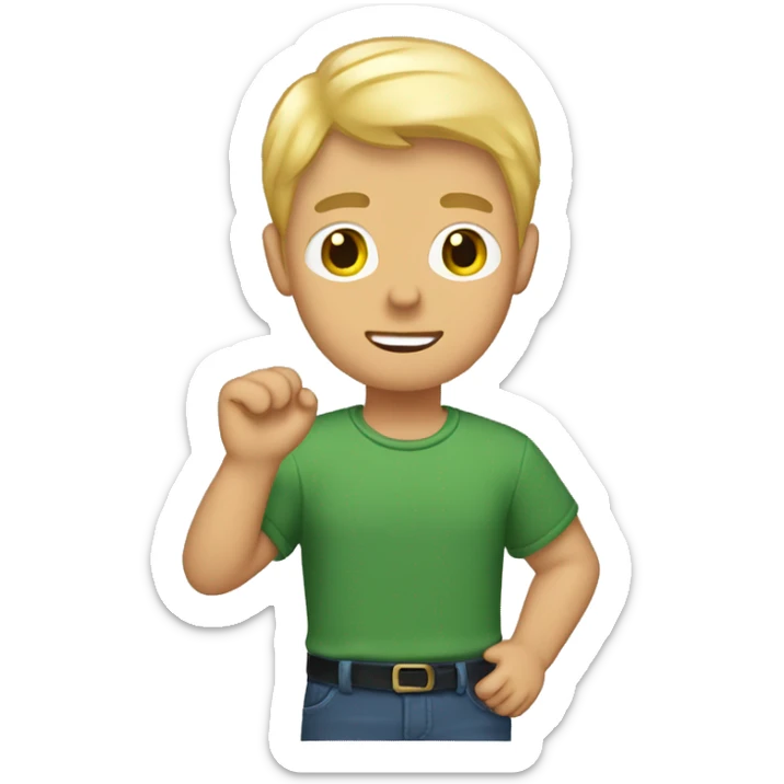 a man with blond short hair and a little bit of a beart and a green leave in his hand sticker