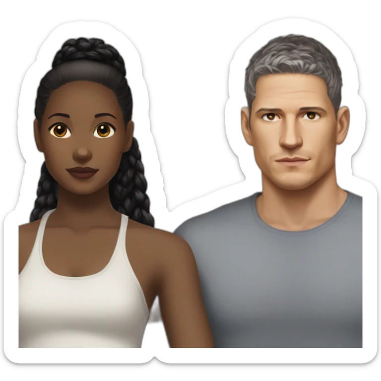 Wentworth miller and a black girl brown eyes and sblack hair in a bun sticker