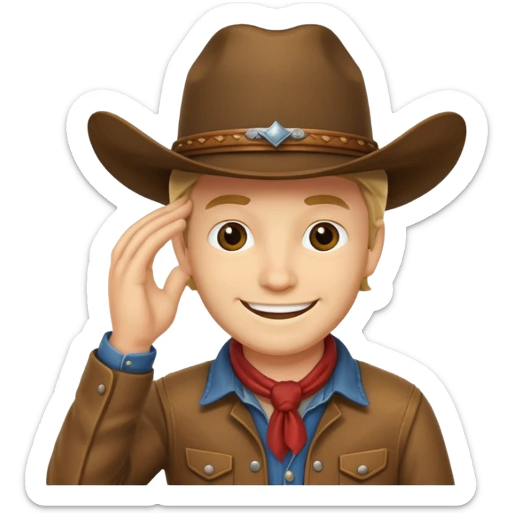 Cowboy tipping his hat. TIPPING HIS HAT. Where the fuck does the cookie come from idiot? sticker