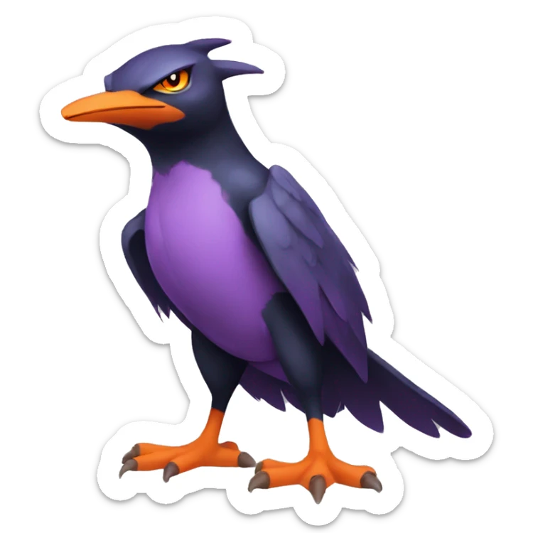 Cool Black Noibat-Quilava-Pokémon with orange belly and purple markings Full Body sticker