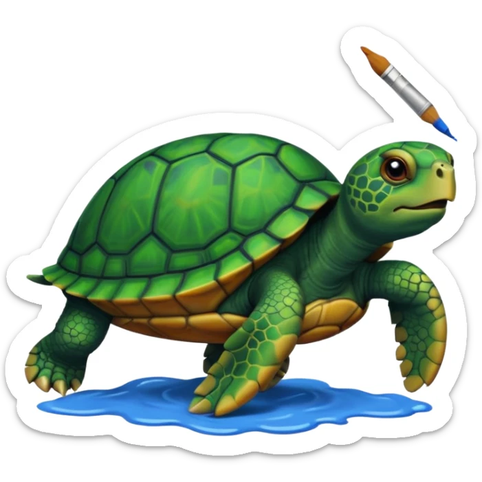 siyah rengi sevmeyen kaplumbağa ama kendisi siyah olduğu için kendini boyamaya çalışan kaplumbağa sticker