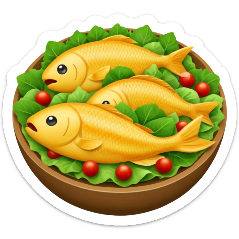 buatkan emoji salad namun berbentuk ikan 🐟 yang chubby untuk discord emoji sticker