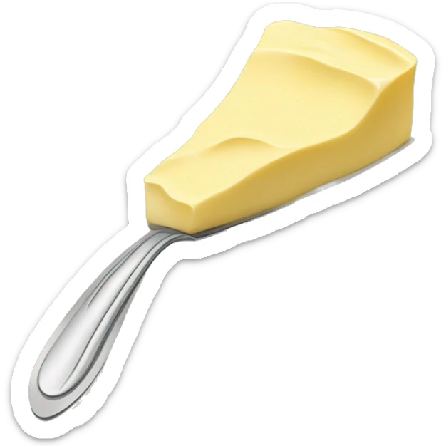 A curl of margarine on the tip of a butter knife sticker