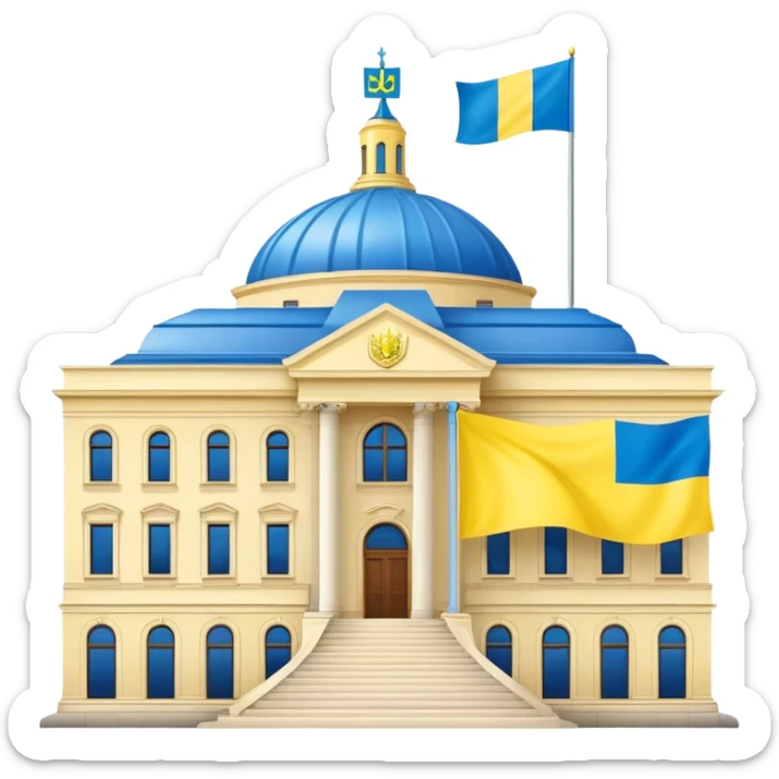 Presidential buildings with the flag of Ukraine sticker