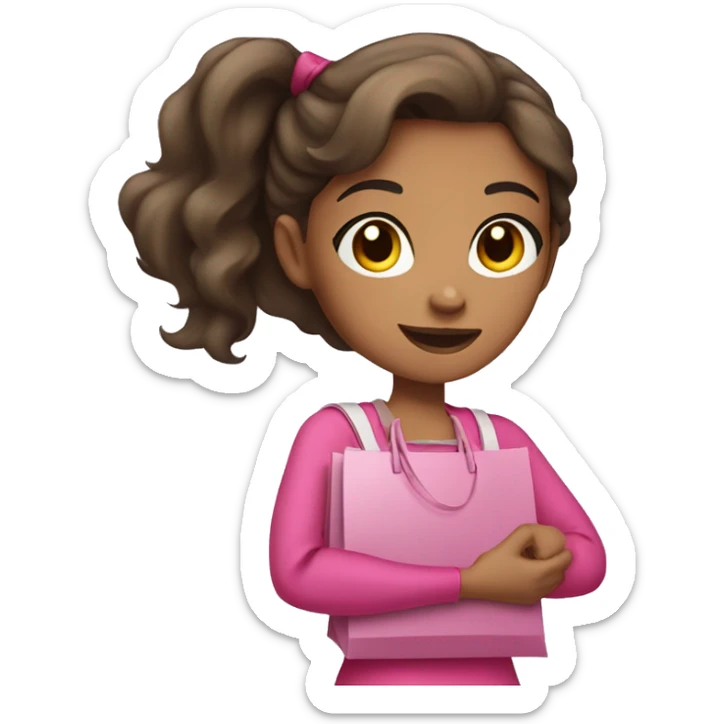 brunette light skin girl in pink clothes holding shopping bags  sticker