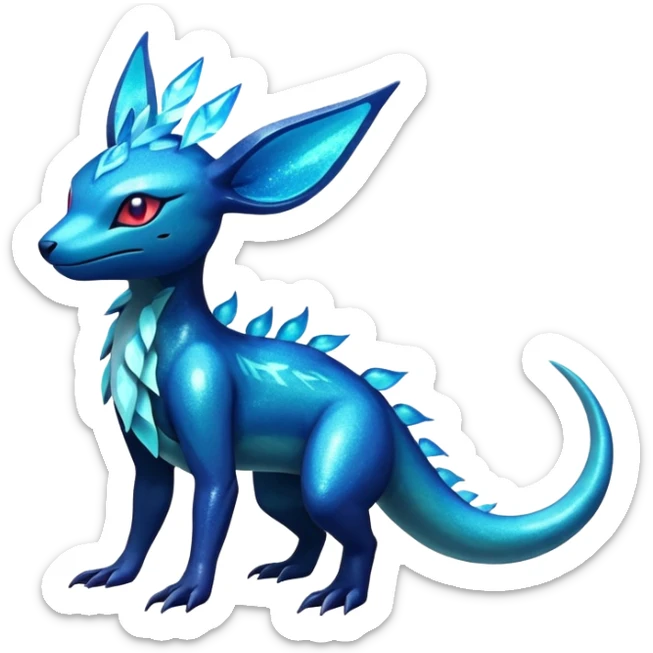 Colorful Dark Shiny Exotic Salandit-Aurorus-Glaceon-Fakémon-hybrid-creature (full body)  sticker