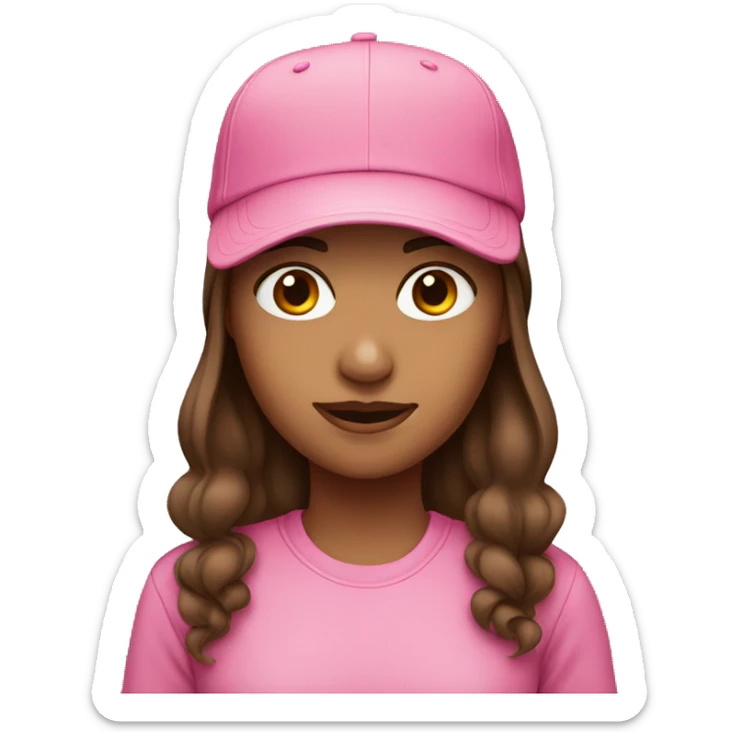 Medium skin girl with brown hair and pink cap sticker