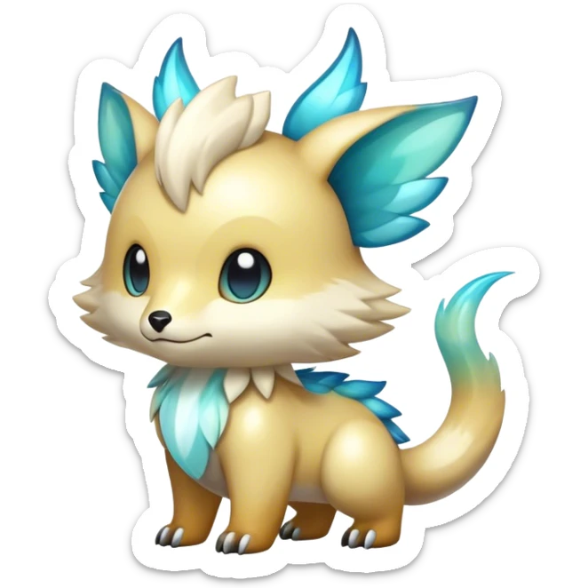 Cute cool shiny colorful fantasy animal hybrid Fakemon full body sticker