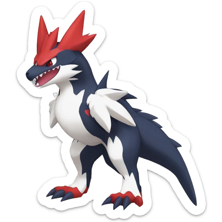 Cute cool black red nargacuga-garchomp-zangoose-Quilava animal hybrid Fakemon full body sticker