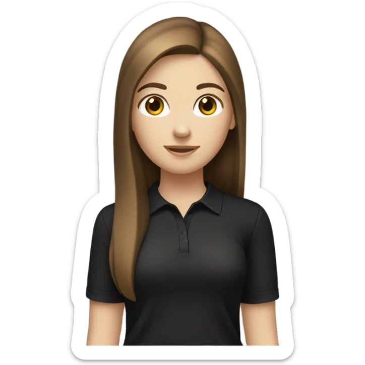 Brown straight hair white skin brown eyes black shirt teenage girl sticker