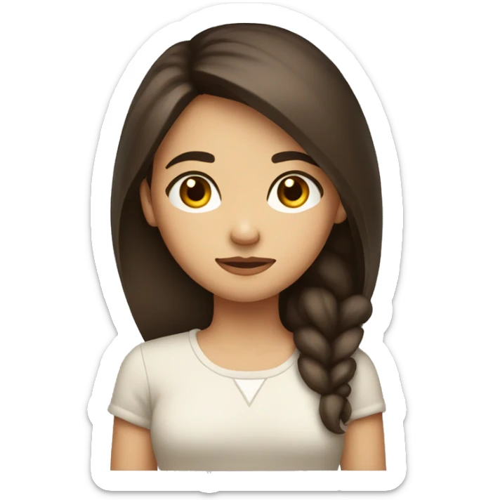 A brunette girl with brown eyes and light skin crossing her arms because she is not happy sticker