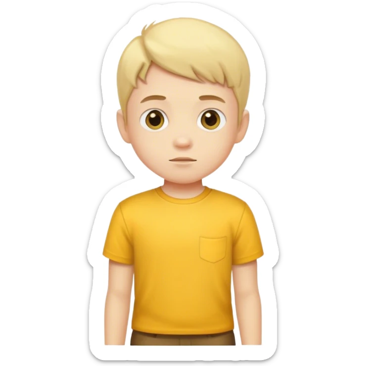 Short boy with yellow on sticker