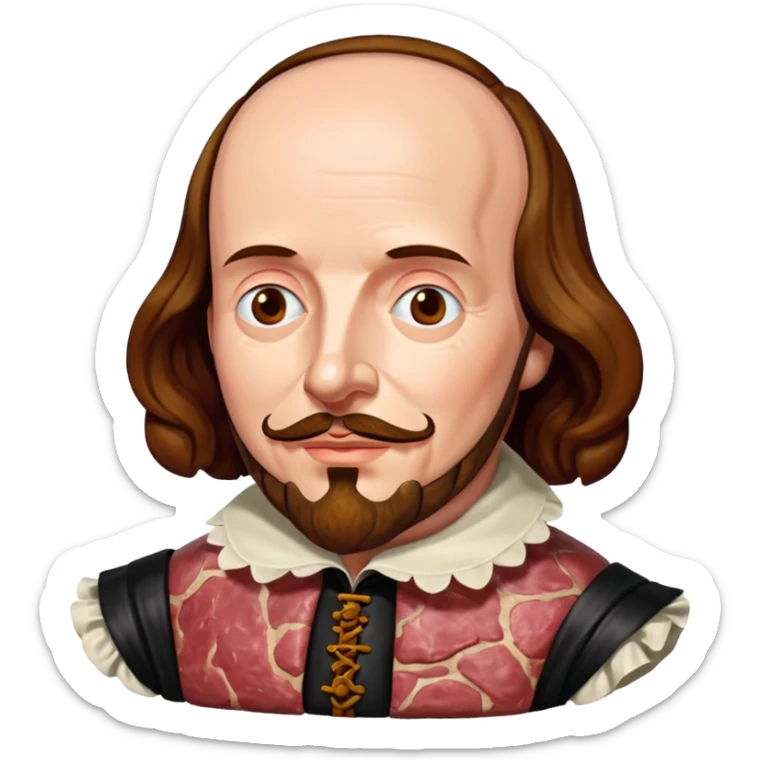 jeff koons style william shakespeare made of spam meat sculpture portrait  sticker