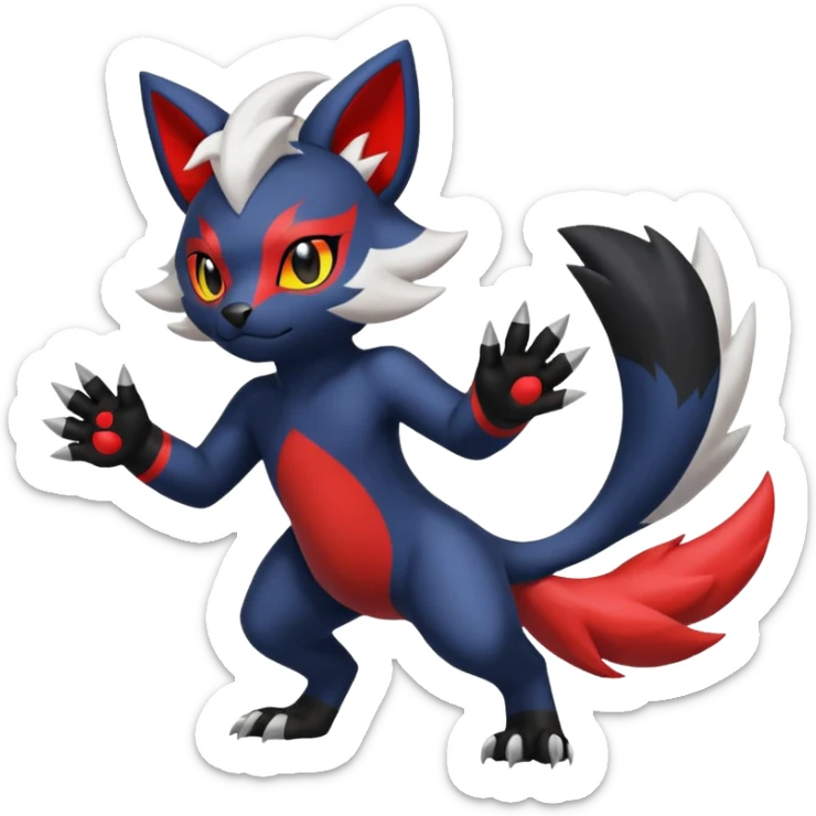 Skuntank-Litten-Absol-Zorua-Sprigatito-fusion, full body sticker
