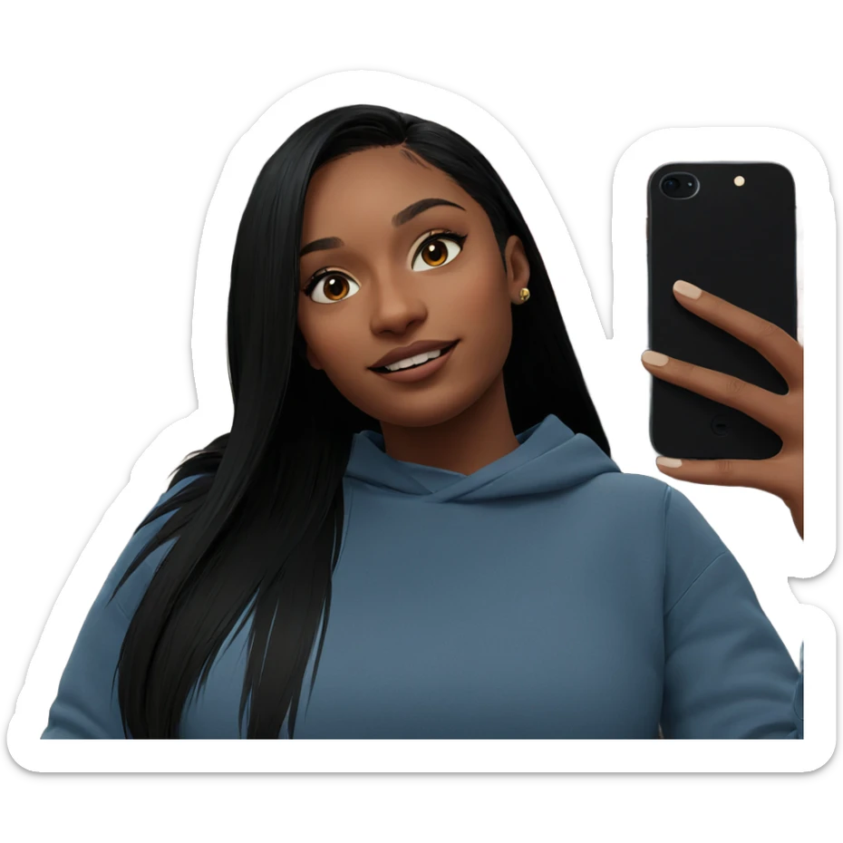 girl with phone indoors sticker