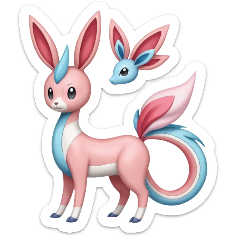 Sylveon-Meloetta-Cresselia-Milotic-Amaura-Pokémon-Fakémon-fusion, full body sticker