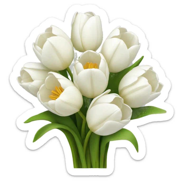 white tulip bouquet  sticker