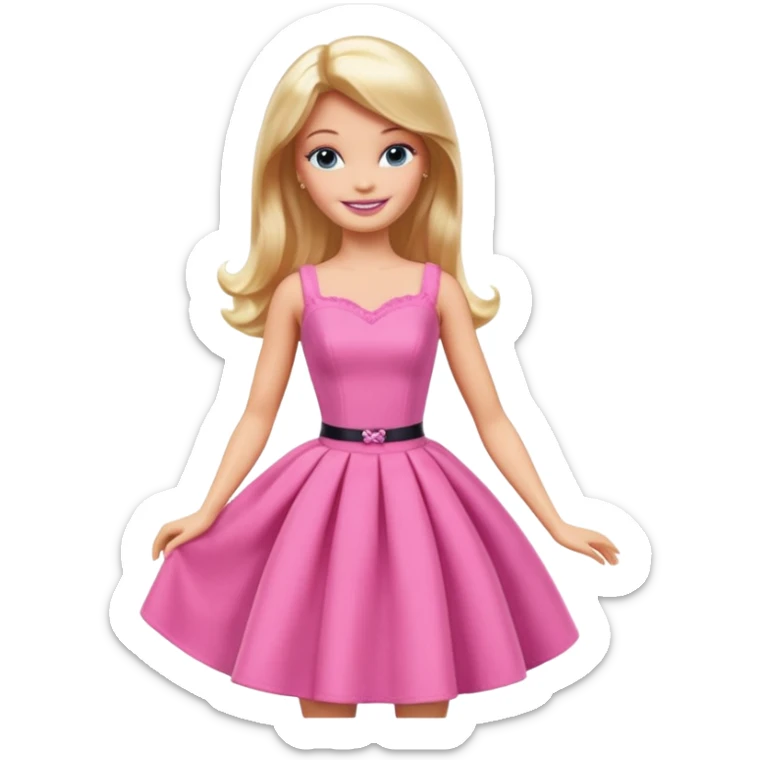 barbie wear pink dress sticker
