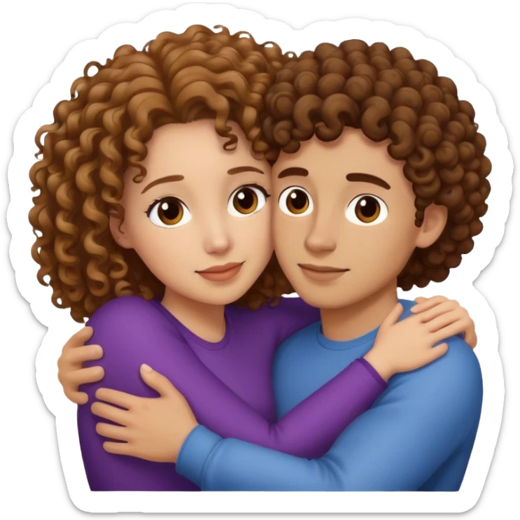Femme avec cheveux bouclés qui fait un câlin avec un homme aux cheveux bruns sticker