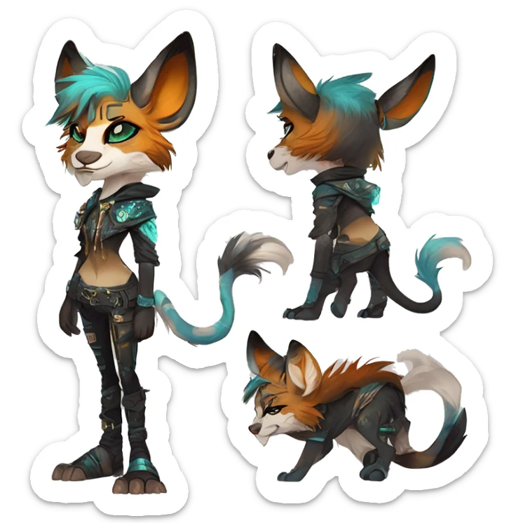 Cool cute Kawaii edgy fantasy shiny animal  fursona Fionbri vernid by griffsnuff & LiLaiRa & Falvie full body sticker
