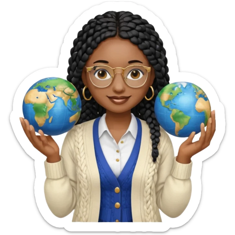 a-young-woman-wearing-fine-gold-round-glasses-and-black-hair-in-several-box-braids,-she-has-light-black-skin,-and-she's-wearing-a-white-shirt-with-an-blue-cardigan-on-top.-she's-holding-a-globe-in-one-hand.png sticker