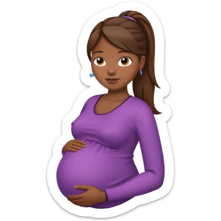 pregnant woman, brown hair, dark skin, ponytail, only abdomen, neck and head sticker