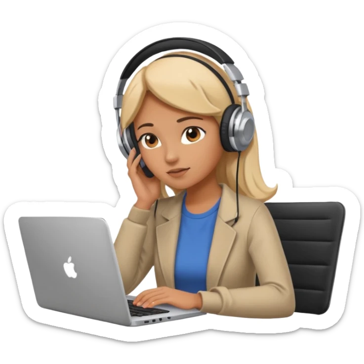 super busy female looking at the laptop and headphones do not disturb sticker