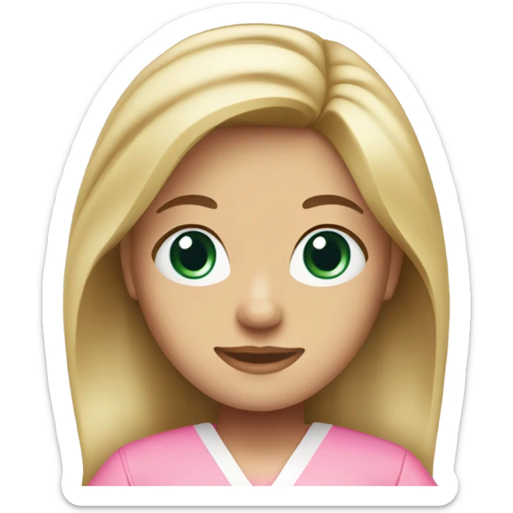 nurse with pink scrubs long blonde hair and blue green eyes sticker