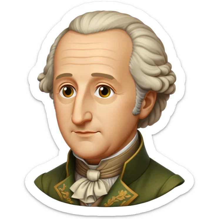 Cinematic Realistic Johann Wolfgang von Goethe Portrait Emoji, depicted as an intellectual literary giant with a thoughtful gaze and refined attire, rendered with detailed textures and warm classical lighting that captures his enduring literary influence. sticker
