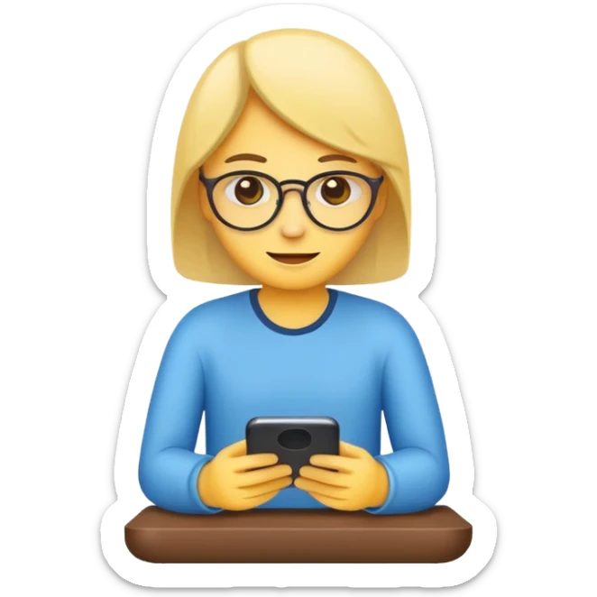 Emoji of a person typing on their smartphone. Simple emoji style, flat design, bright colors, thick outlines. sticker