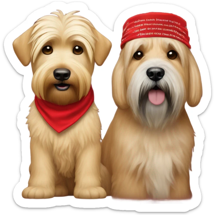 Real President Donald trump with a wheaten terrier wearing a red bandana sticker