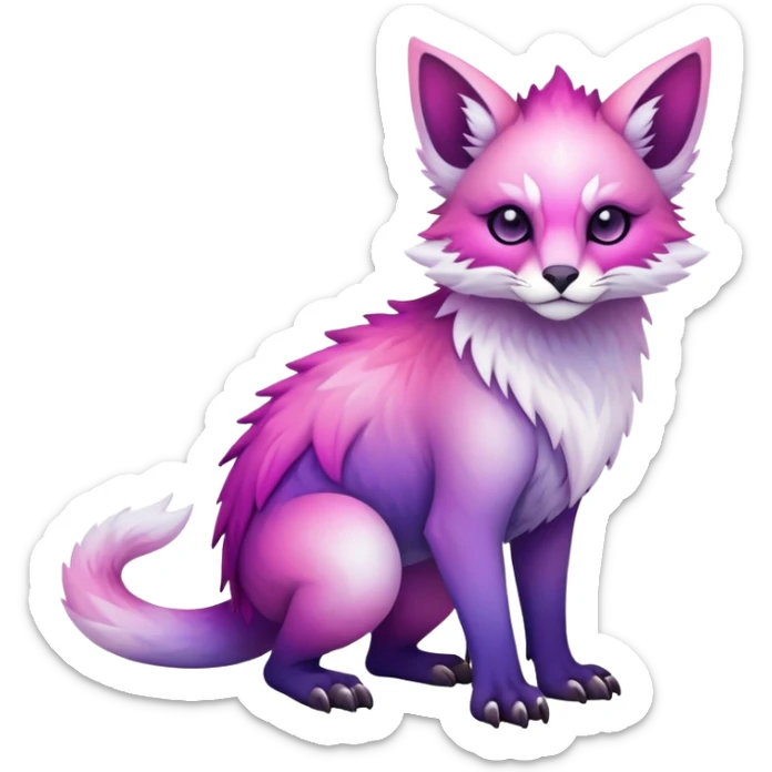  Cool Edgy Purple-pink-white-gradient ethereal badass Fionbri-Vernid-Trico-animal-creature full body  sticker
