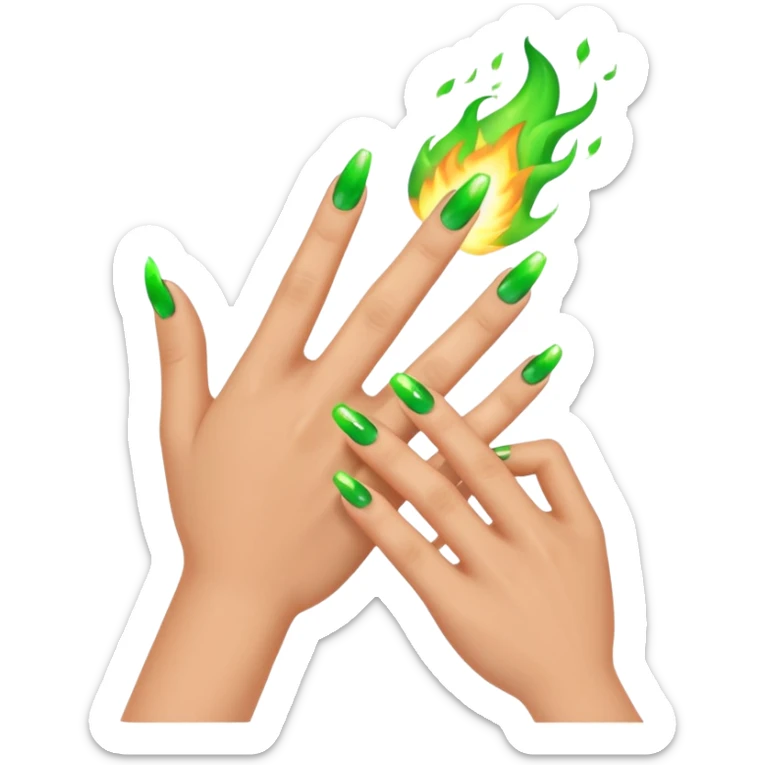 world of warcraft warlock hand with green fire checking nails like a pedicure was just done. just the hand sticker
