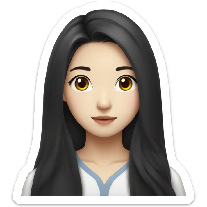 23 year old Korean girl with a black long hair and big ey sticker