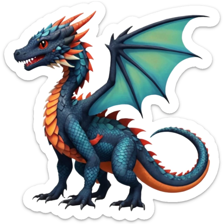 Dutch-Angel-Dragon-Grem2-Trico-Nargacuga-Salandit-Drudigon-fusion-animal-creature, full body  sticker