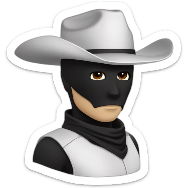 the lone ranger white cowboy hat short black hair black mask sticker