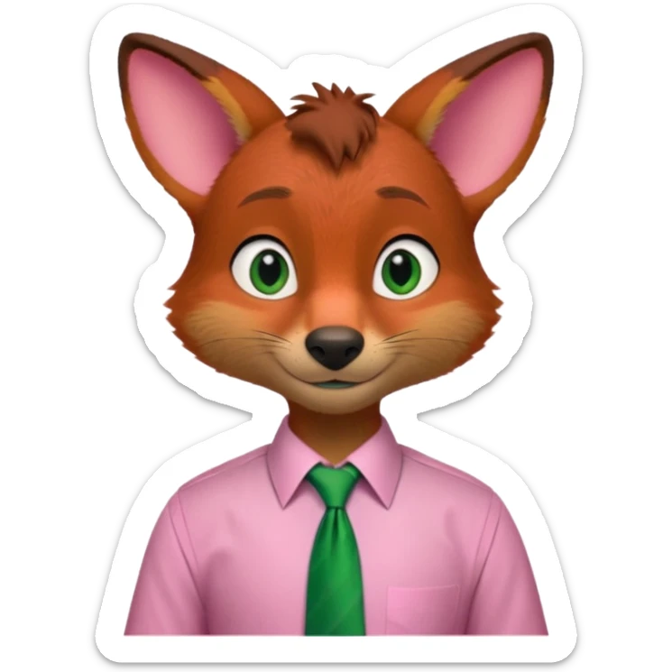 Nick Wilde (pink shirt, green tie, no suit) from the Zootopia Disney movie sticker